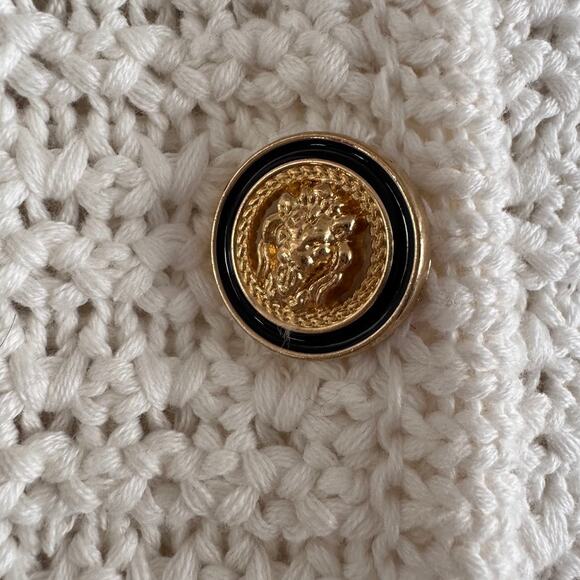 Bishop + Young Bristol Knit Gold Button Cardigan Sweater Ivory Size Small - Picture 4 of 7